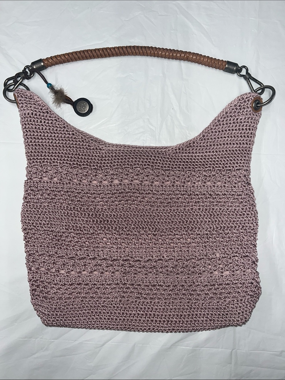 The Sak Women's Mauve Pink Hand-Crochet Medium Sequoia Hobo Bag